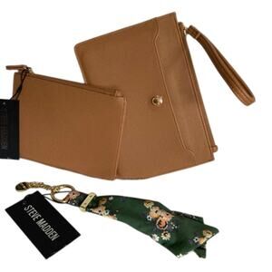 Brand New Steve Madden Wristlet/ Wallets 3 Pcs.Saddle ( brown- camel) Box Set Sc